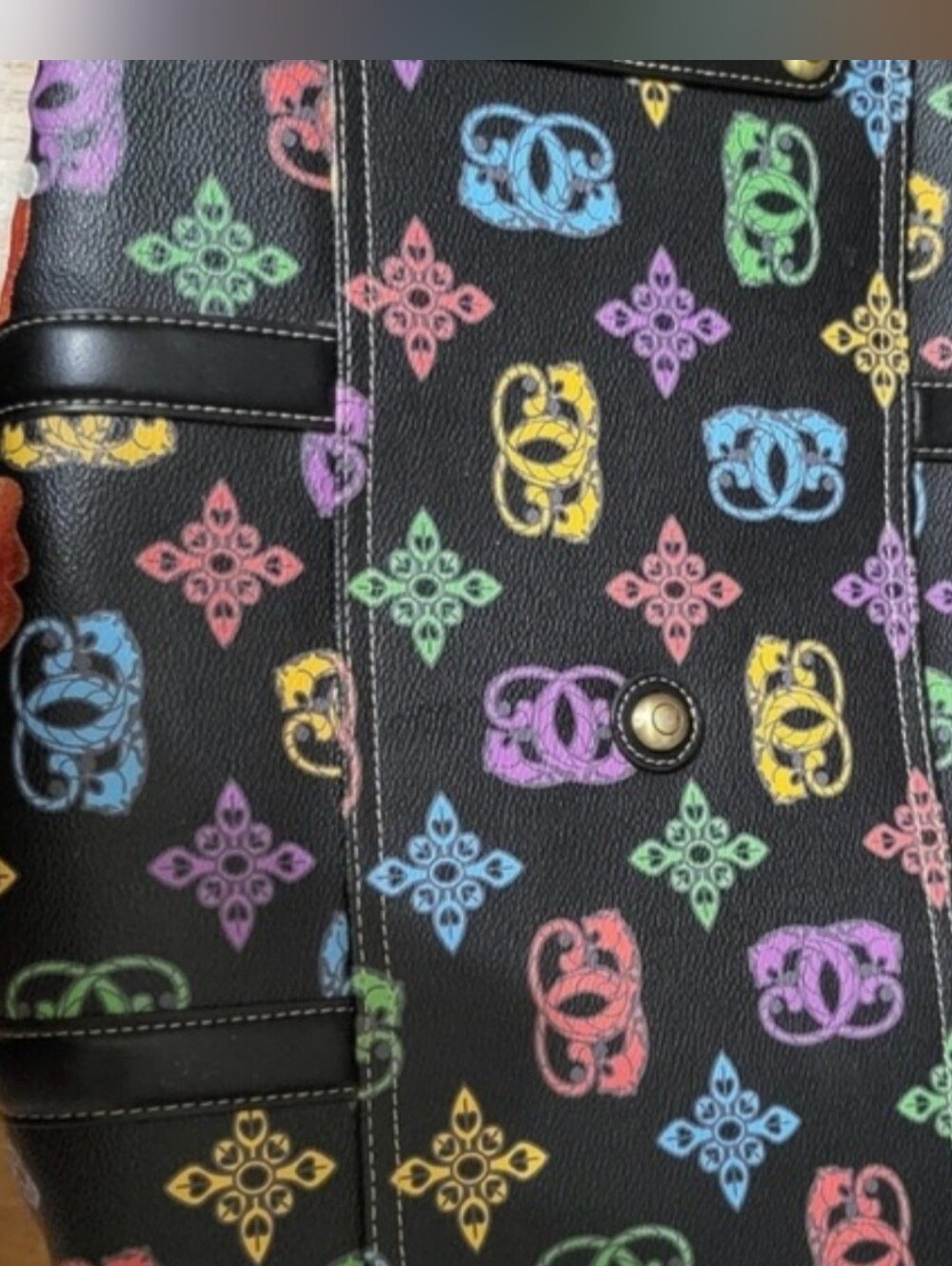 Sharif Black Travel Duffel with Multicolor Logo Print & Dove Patch - Picture 6 of 9